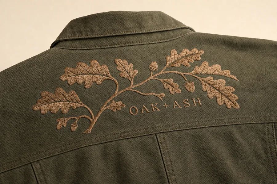 Oak + Ash, custom embroidery by Stitch & Go in Coral Springs FL