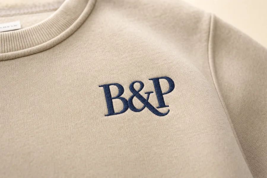 Brighton & Poe · L. CHEST, custom embroidery sample